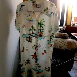 100% linen tropical print dress